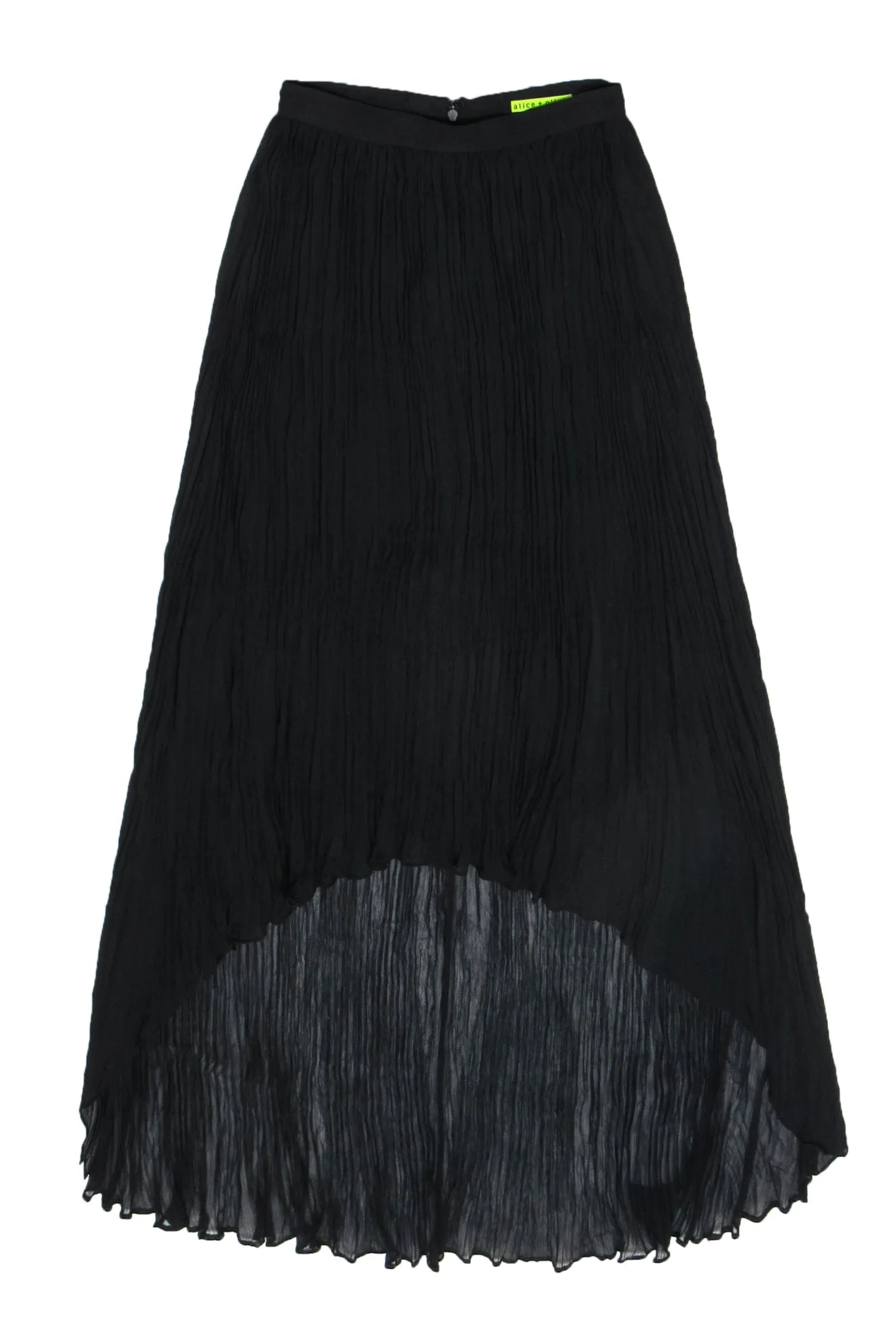 Alice & Olivia - Black Accordion Pleated High-Low Maxi Skirt Sz 2