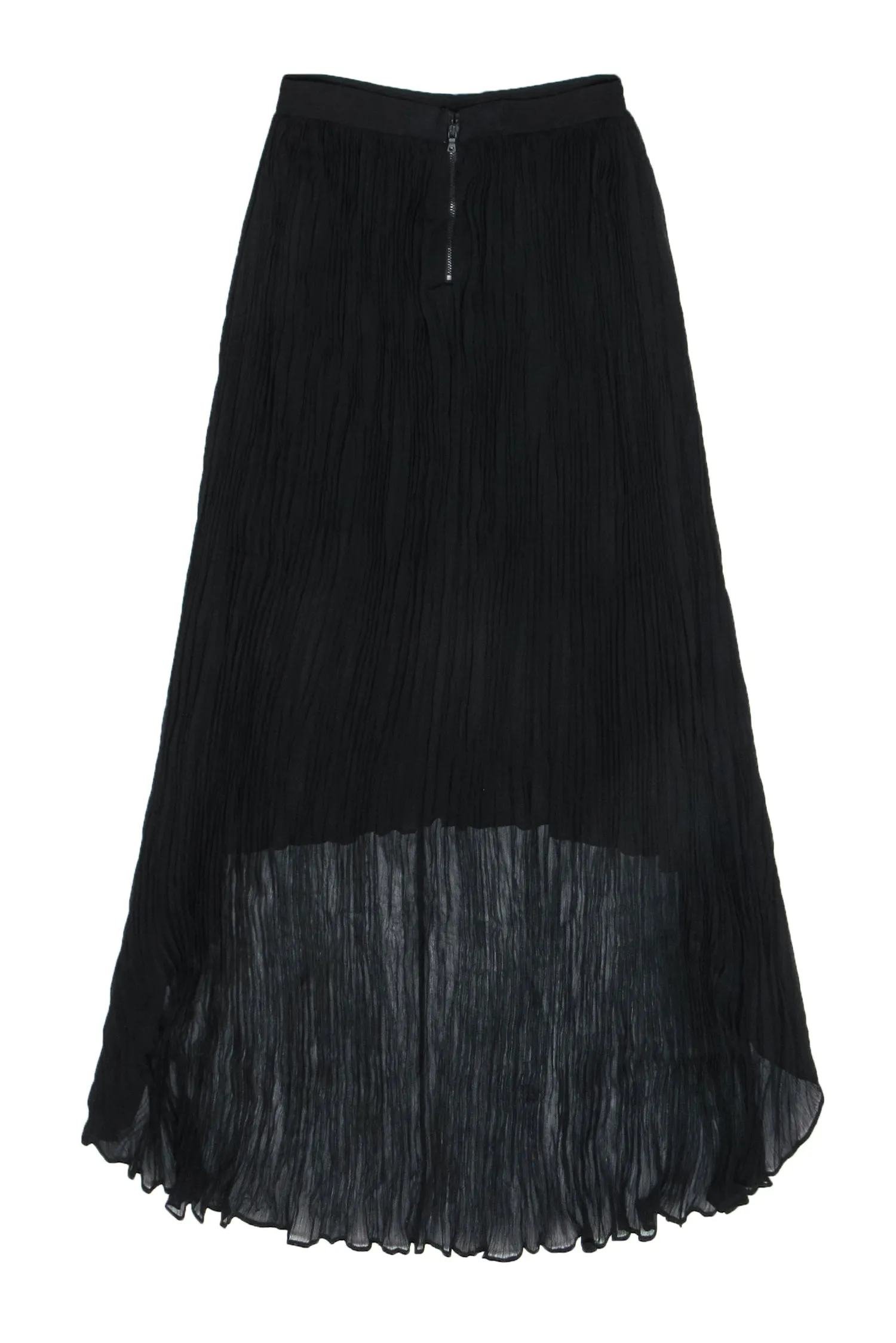 Alice & Olivia - Black Accordion Pleated High-Low Maxi Skirt Sz 2