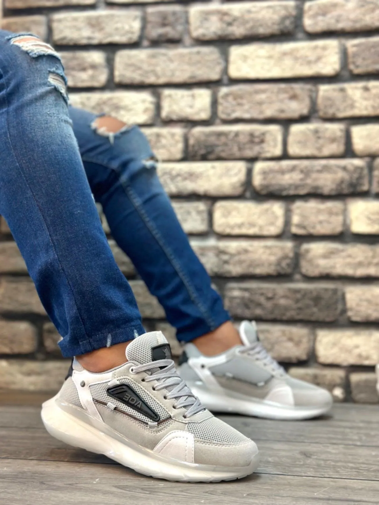 BA0313 Balloon Sole Comfortable Casual Gray Men's Sneakers Shoes