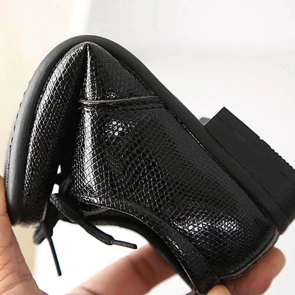 Boys Derb Leather Dress Shoes Pointed Toe Oxford Lce Up Part Performance Prom British Style Footwear for Kids