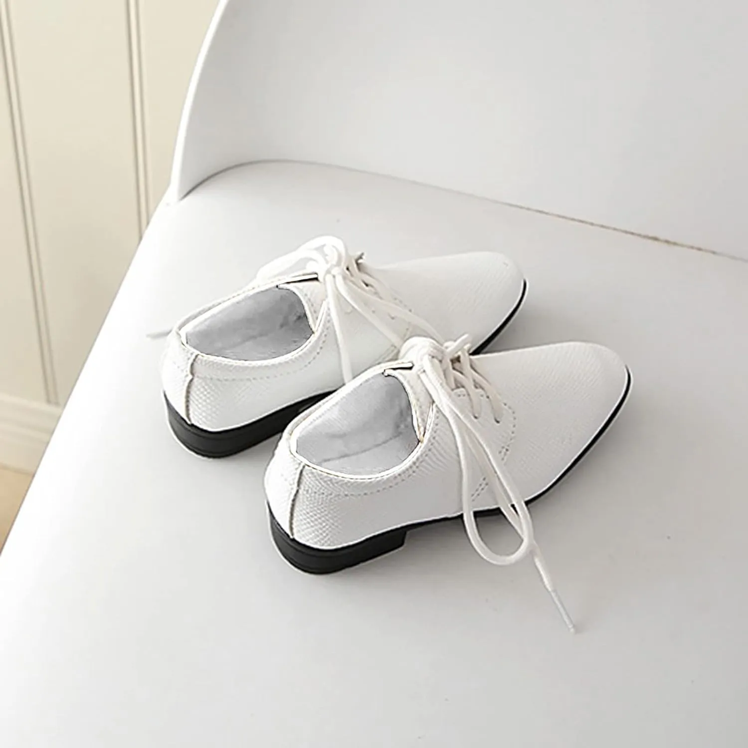 Boys Derb Leather Dress Shoes Pointed Toe Oxford Lce Up Part Performance Prom British Style Footwear for Kids
