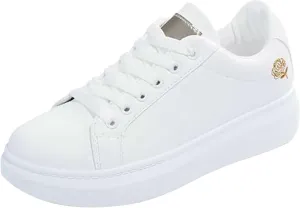 Comfortable Walking Shoes Women Lace Up Faux Pu Leather Workout Sneakers Outdoor Fashion Non Slip Sports Shoes