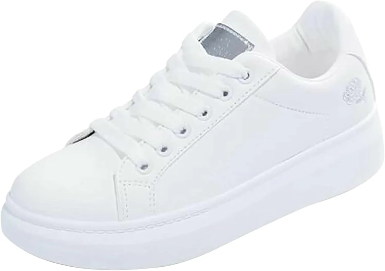 Comfortable Walking Shoes Women Lace Up Faux Pu Leather Workout Sneakers Outdoor Fashion Non Slip Sports Shoes