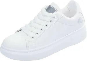 Comfortable Walking Shoes Women Lace Up Faux Pu Leather Workout Sneakers Outdoor Fashion Non Slip Sports Shoes