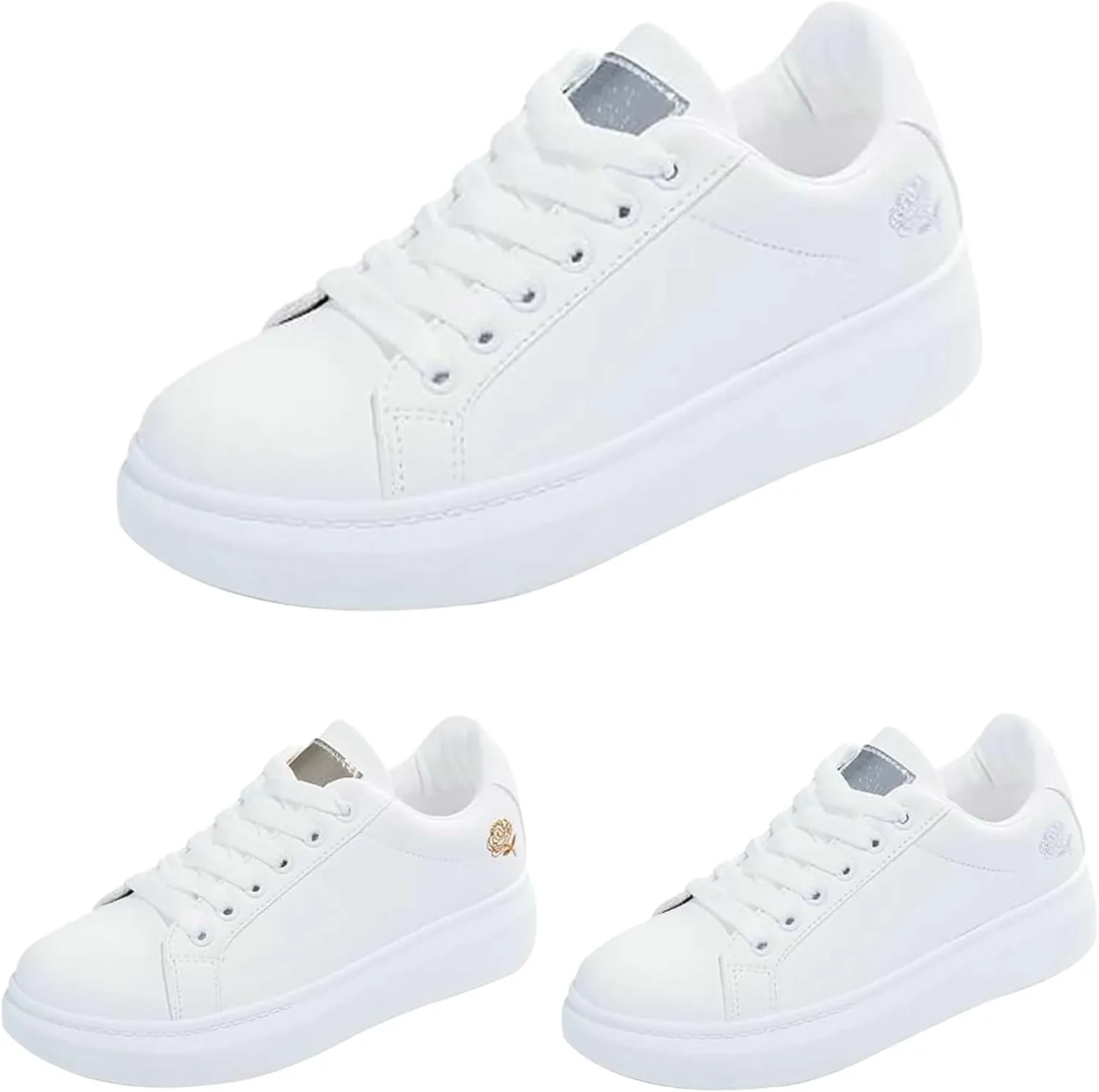 Comfortable Walking Shoes Women Lace Up Faux Pu Leather Workout Sneakers Outdoor Fashion Non Slip Sports Shoes