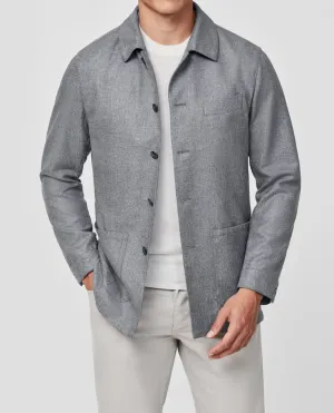 Di Pray Light Grey Melange Silk & Wool Basketweave