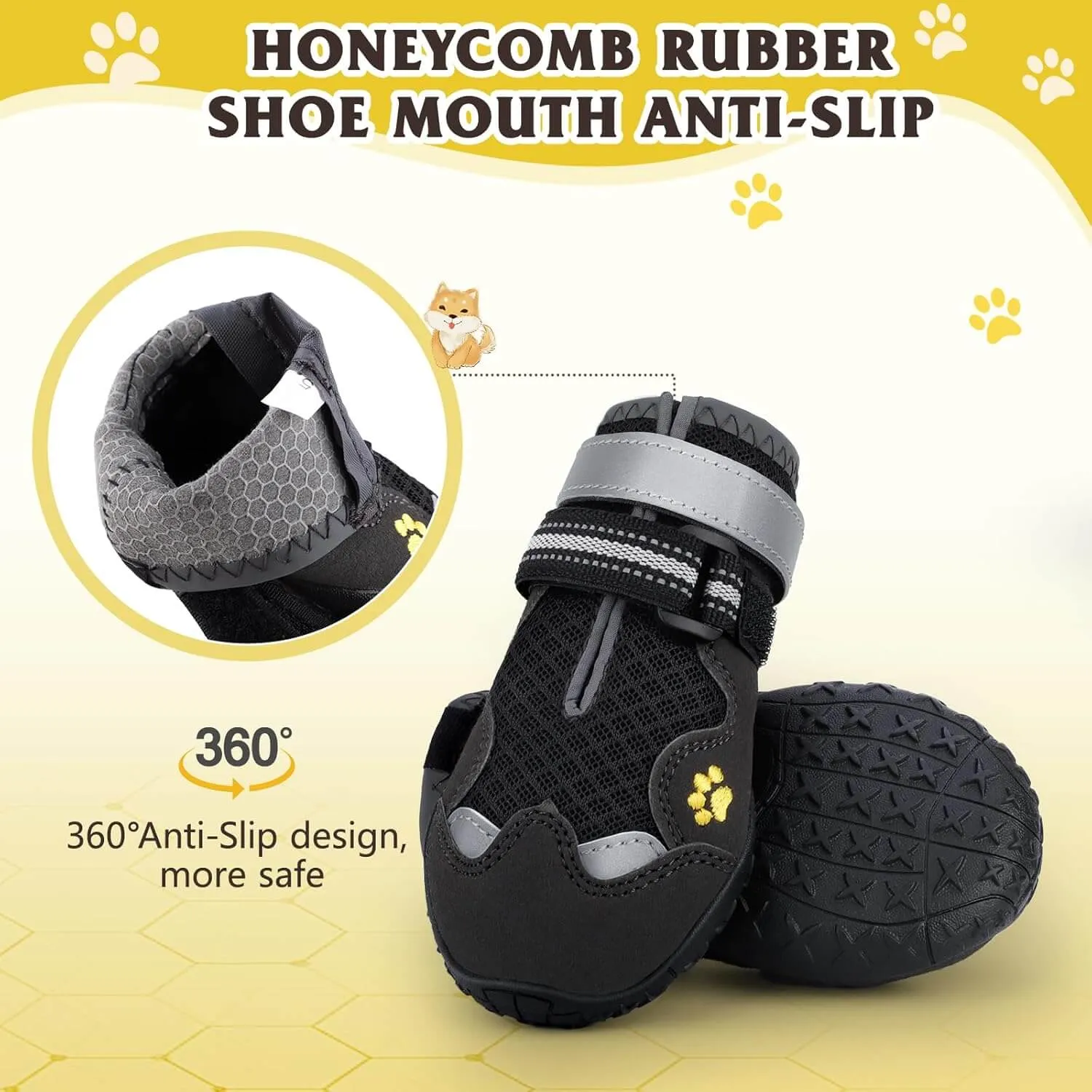 Dog Shoes, FISHOAKY Dog Shoes for Large Dogs)