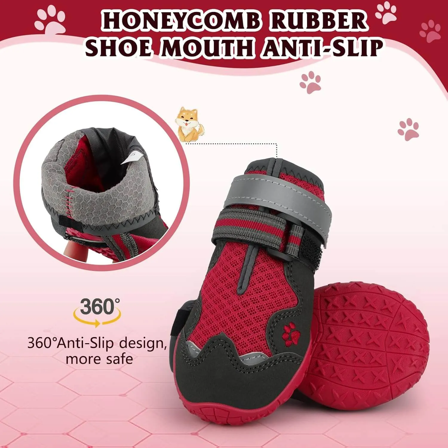 Dog Shoes, FISHOAKY Dog Shoes for Large Dogs)