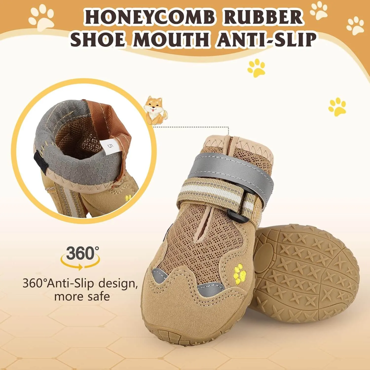 Dog Shoes, FISHOAKY Dog Shoes for Large Dogs)