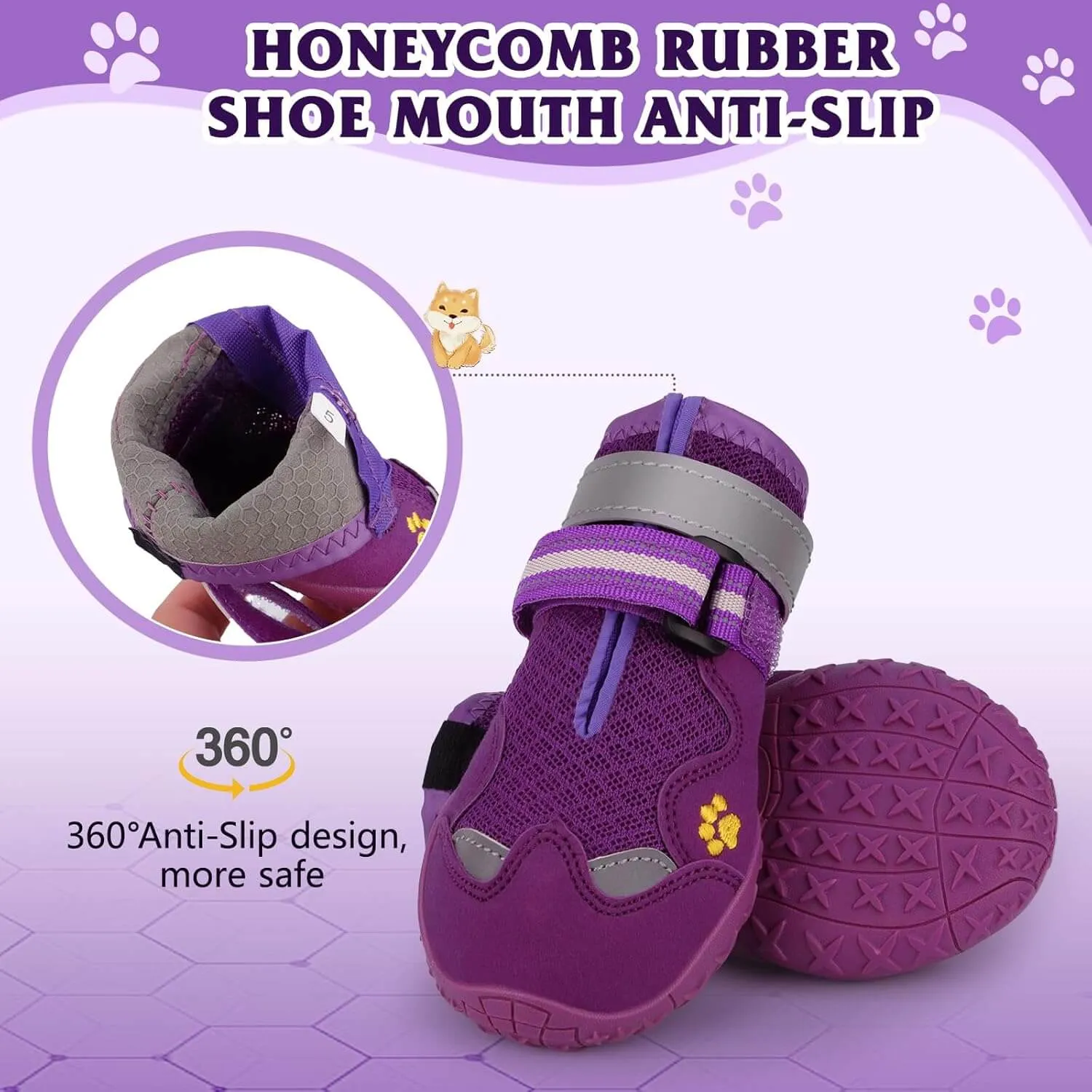 Dog Shoes, FISHOAKY Dog Shoes for Large Dogs)