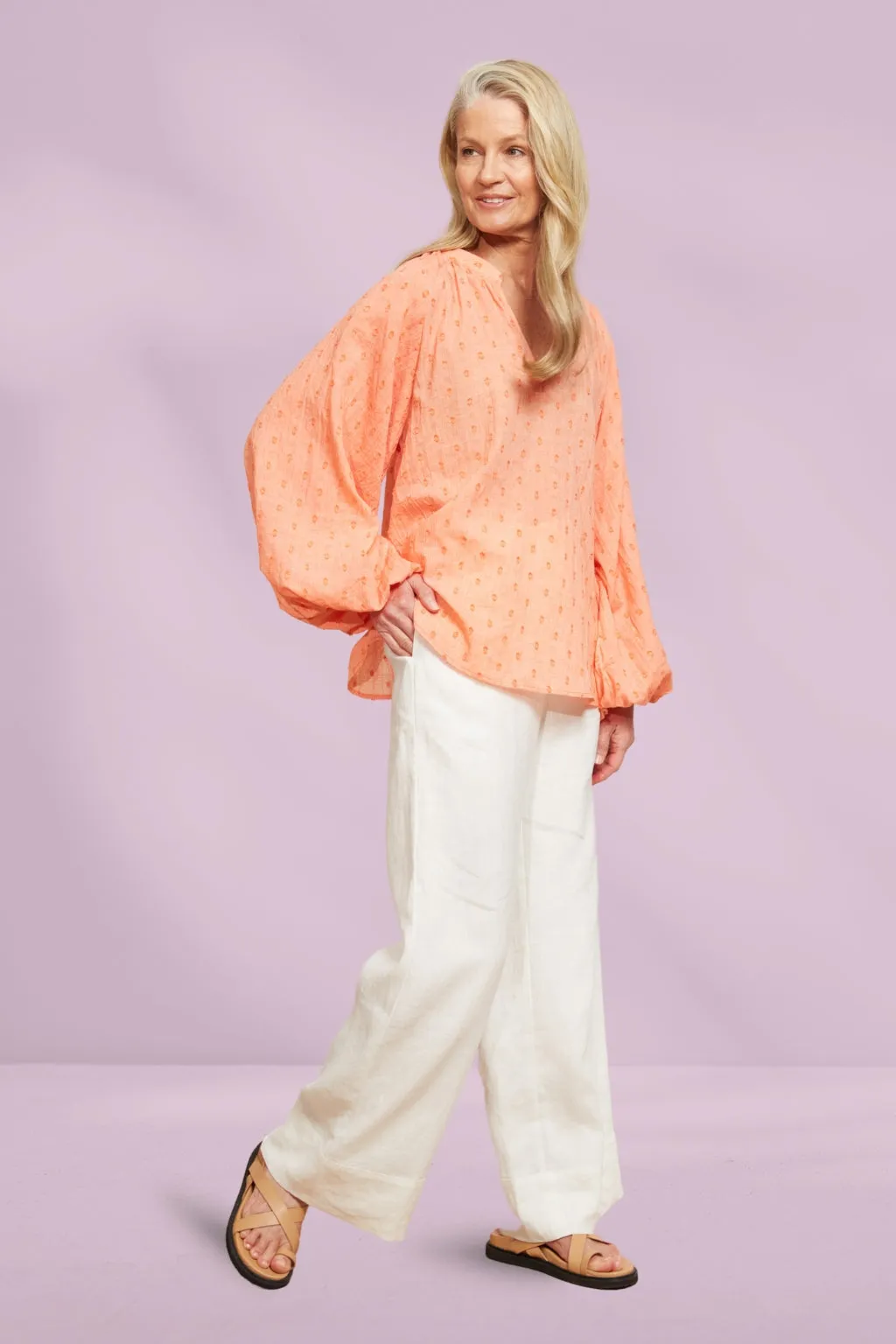Eb and Ive Zephyr Blouse Papaya