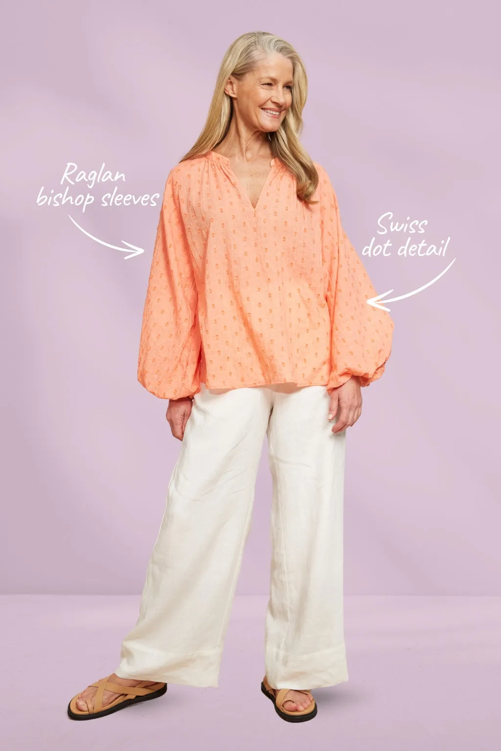 Eb and Ive Zephyr Blouse Papaya
