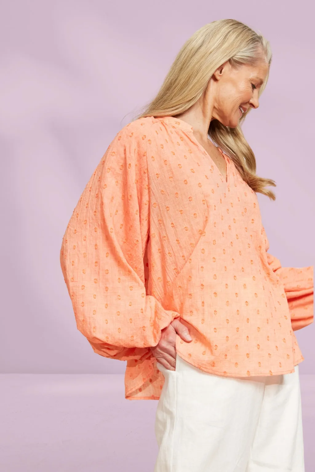 Eb and Ive Zephyr Blouse Papaya