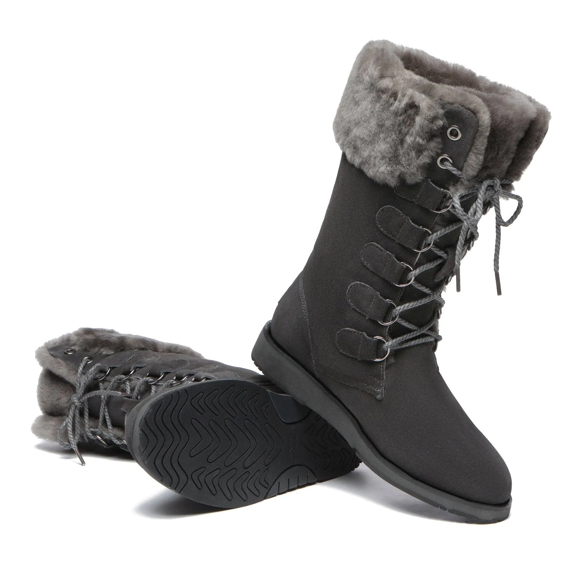 Ellena Lace Up Sheepskin Boots
