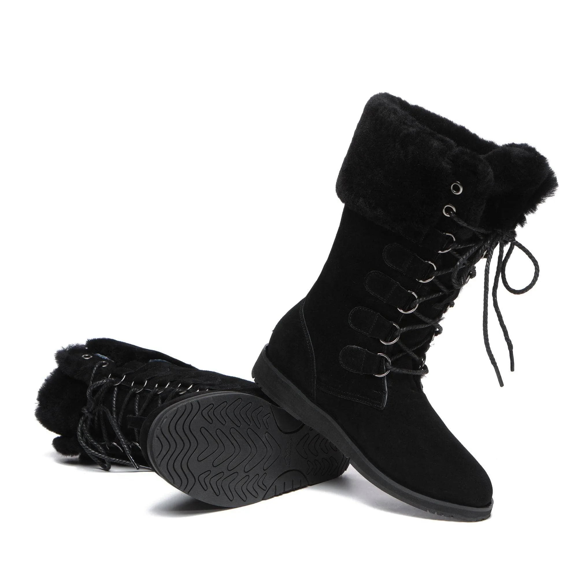 Ellena Lace Up Sheepskin Boots
