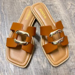 Feng Cognac Buckle Sandals