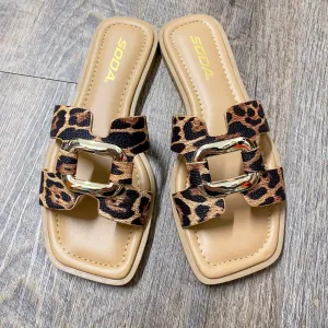 Feng Leopard Buckle Sandals