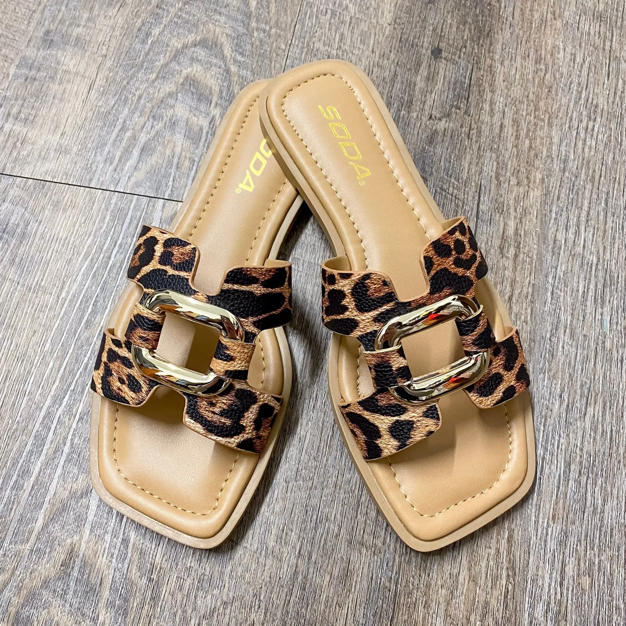 Feng Leopard Buckle Sandals