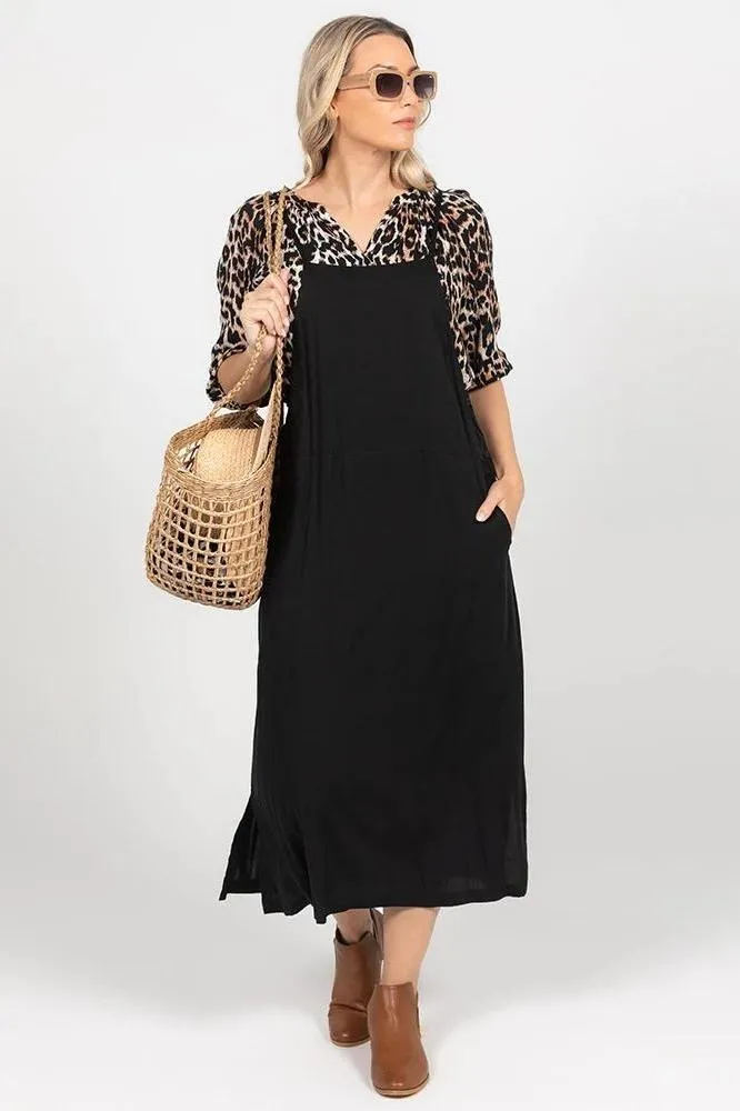 Freez Apron Dress Black