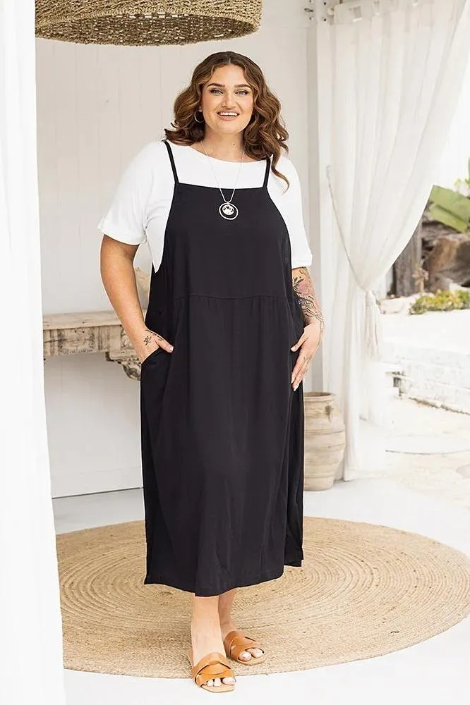 Freez Apron Dress Black