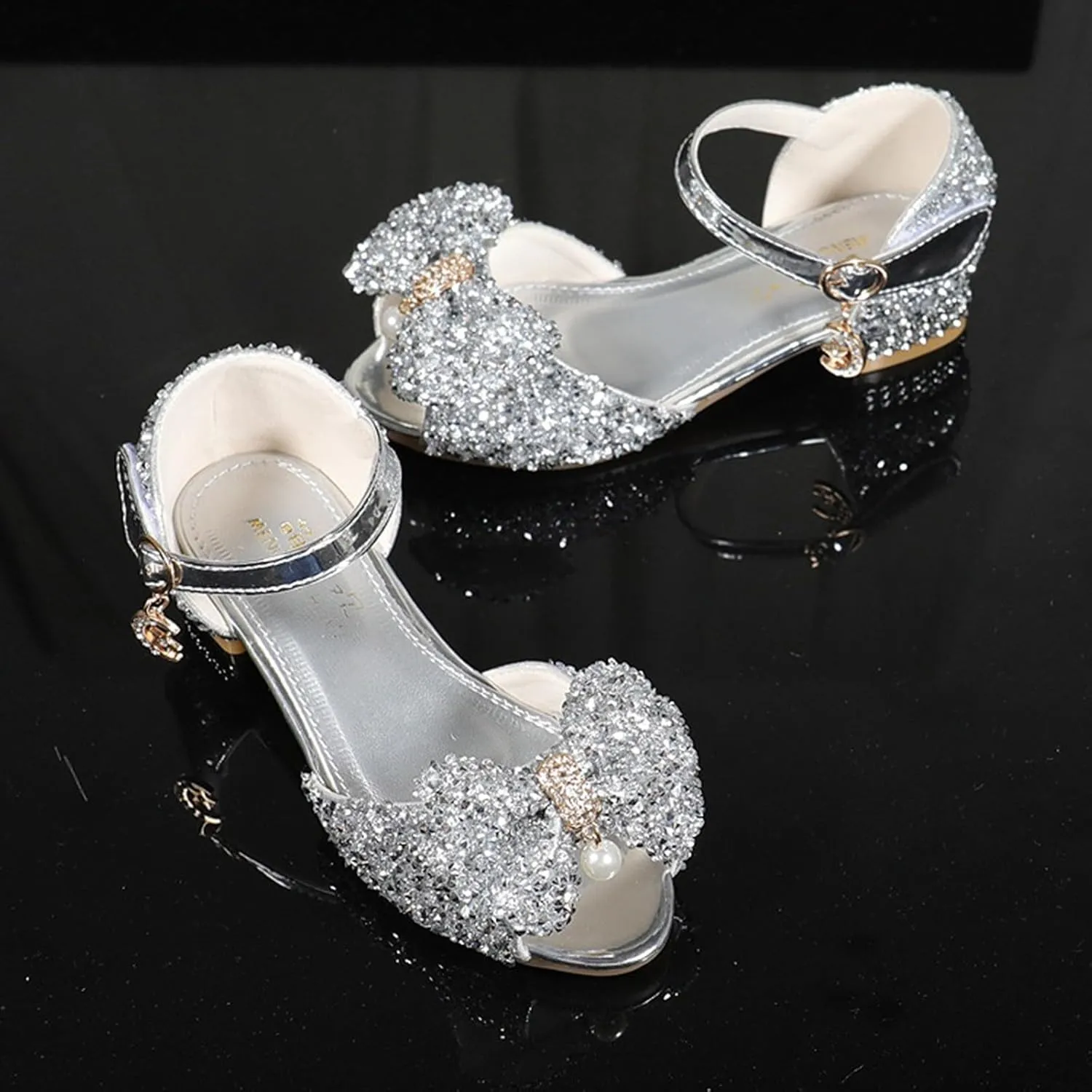 Girls Dress Sandals Low Heel Mary Jane Bow Shoes for Party Wedding School Everyday Casual Comfortable Lightweight