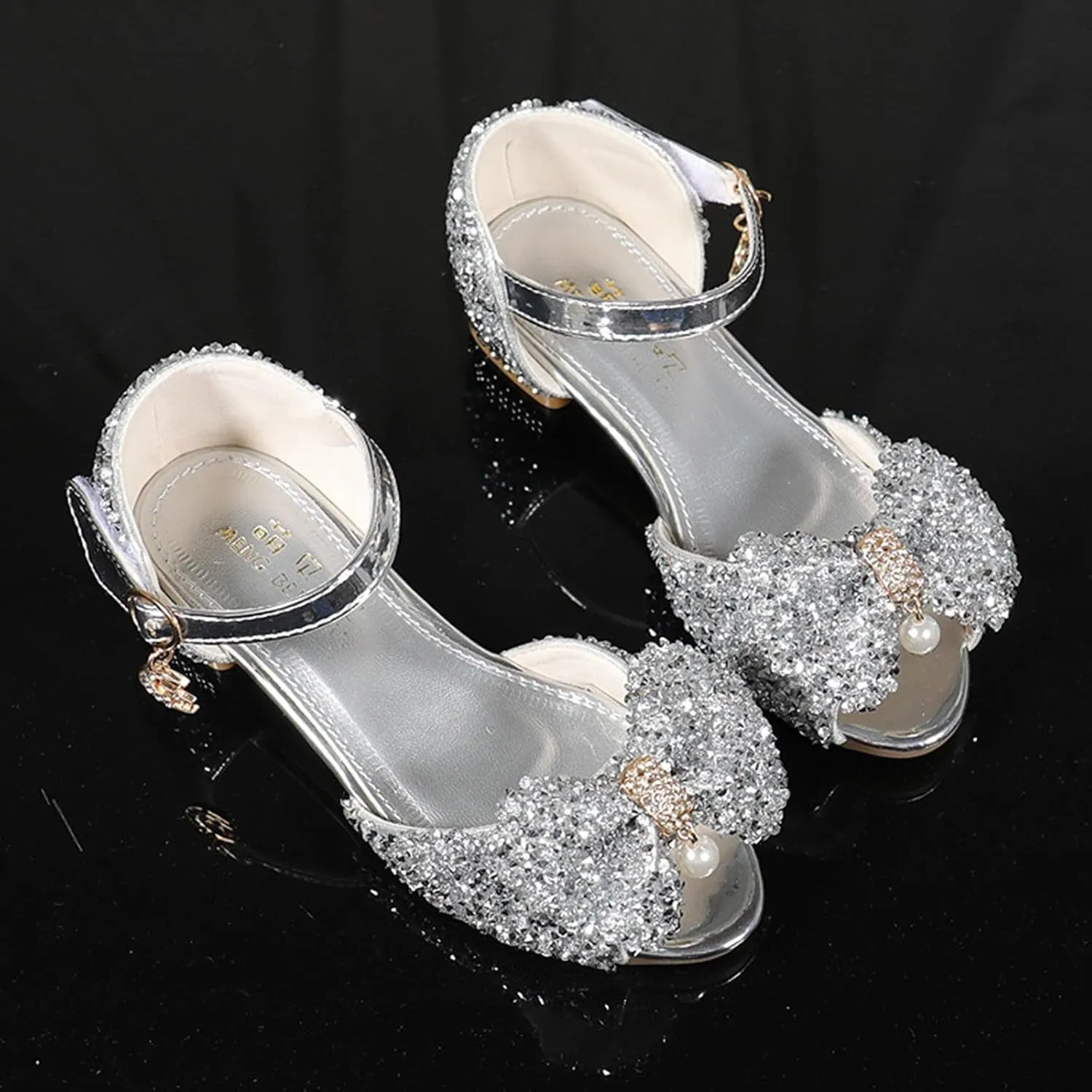 Girls Dress Sandals Low Heel Mary Jane Bow Shoes for Party Wedding School Everyday Casual Comfortable Lightweight