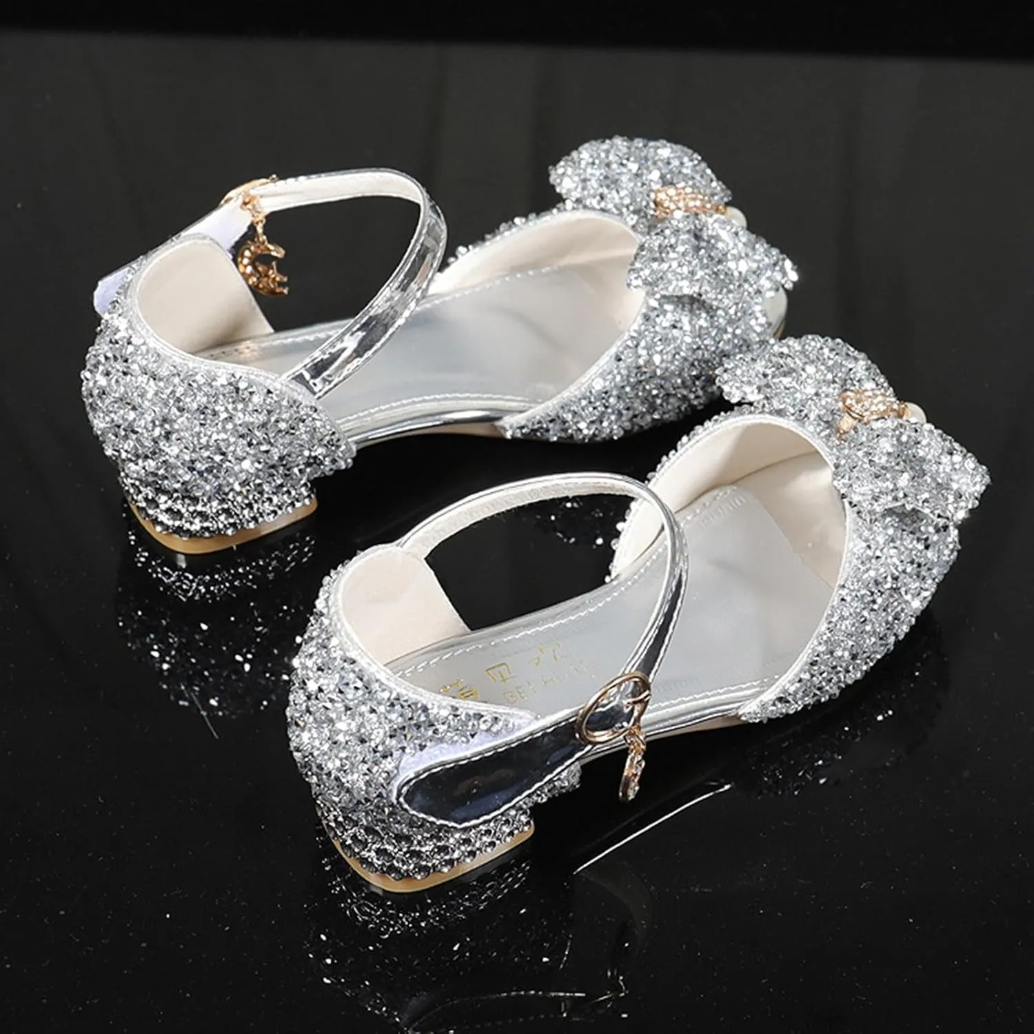 Girls Dress Sandals Low Heel Mary Jane Bow Shoes for Party Wedding School Everyday Casual Comfortable Lightweight