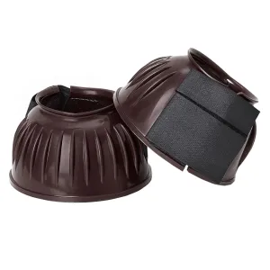 Hilason PVC Ribbed Double Hook and Loop Bell Boots Brown