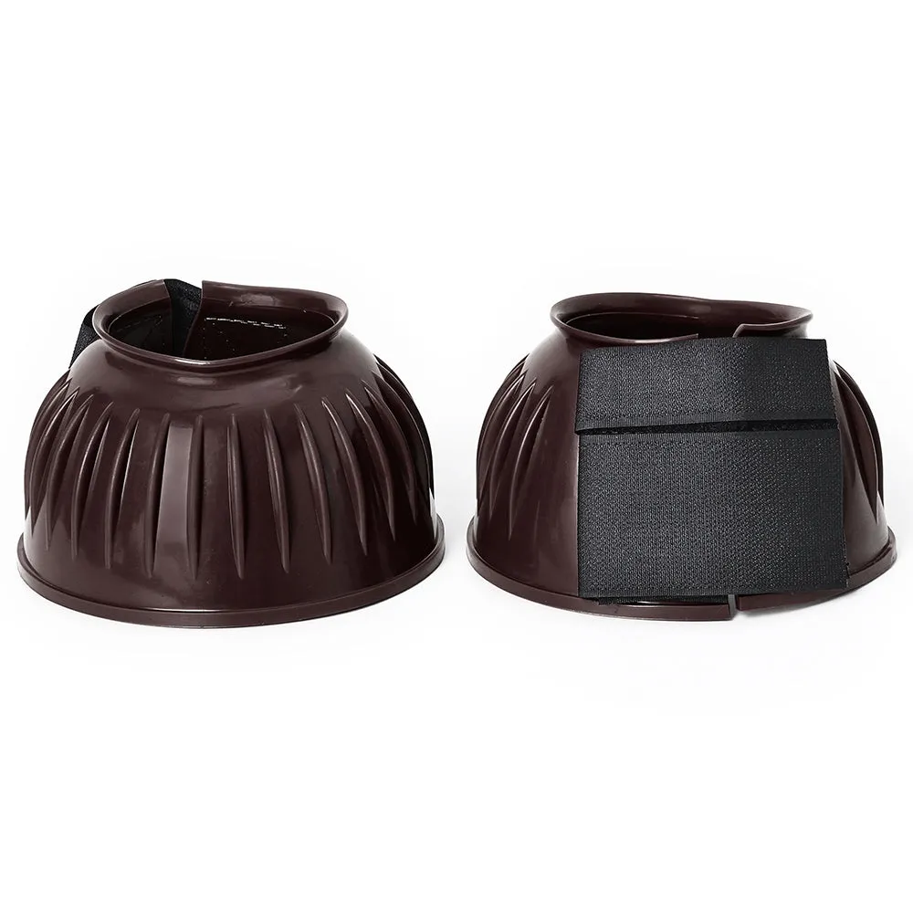 Hilason PVC Ribbed Double Hook and Loop Bell Boots Brown