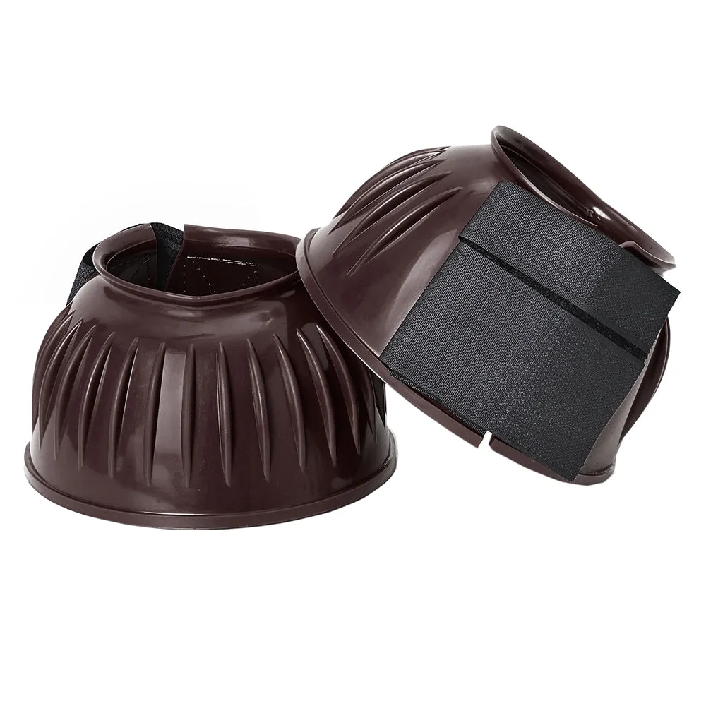 Hilason PVC Ribbed Double Hook and Loop Bell Boots Brown