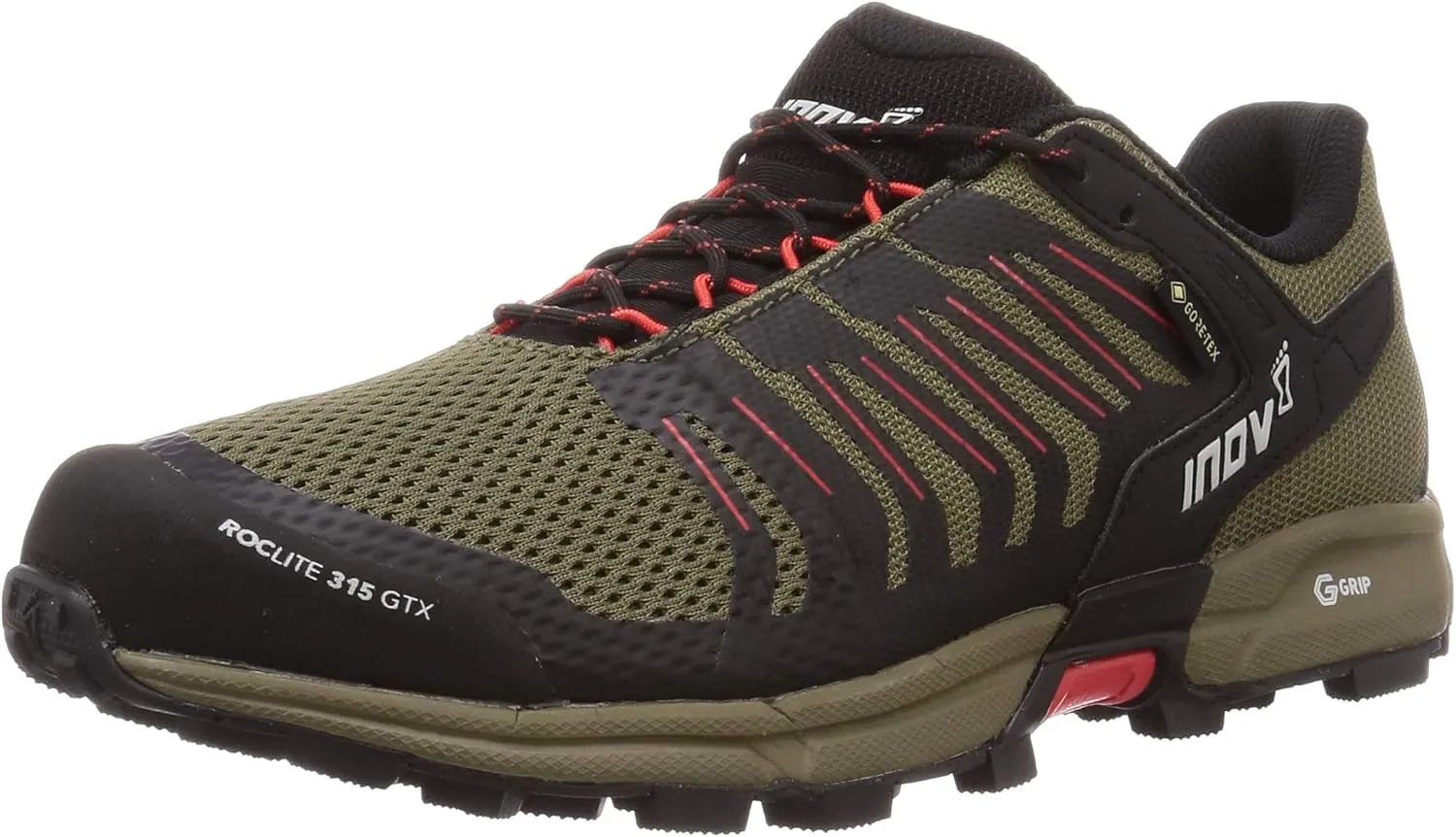 Inov-8 Mens Roclite G 315 GTX - Waterproof Gore Tex Hiking Shoes - Lightweight - Vegan - Brown/Red