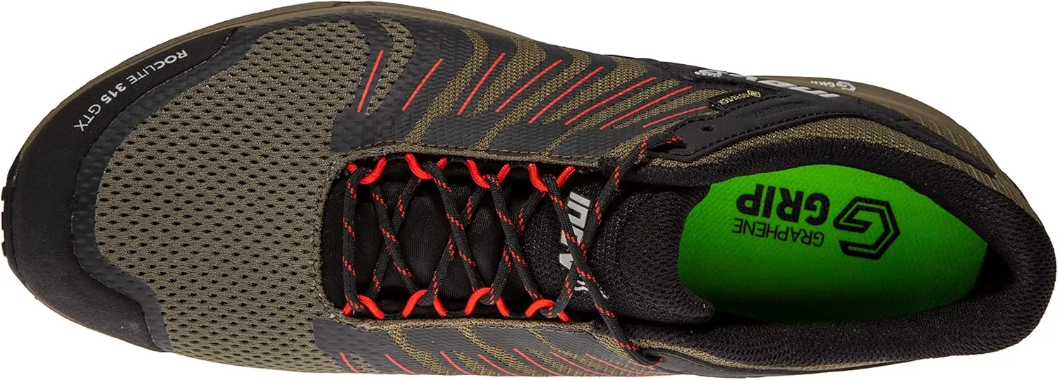 Inov-8 Mens Roclite G 315 GTX - Waterproof Gore Tex Hiking Shoes - Lightweight - Vegan - Brown/Red