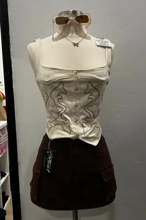 Jessie Suede Top (Cream White)
