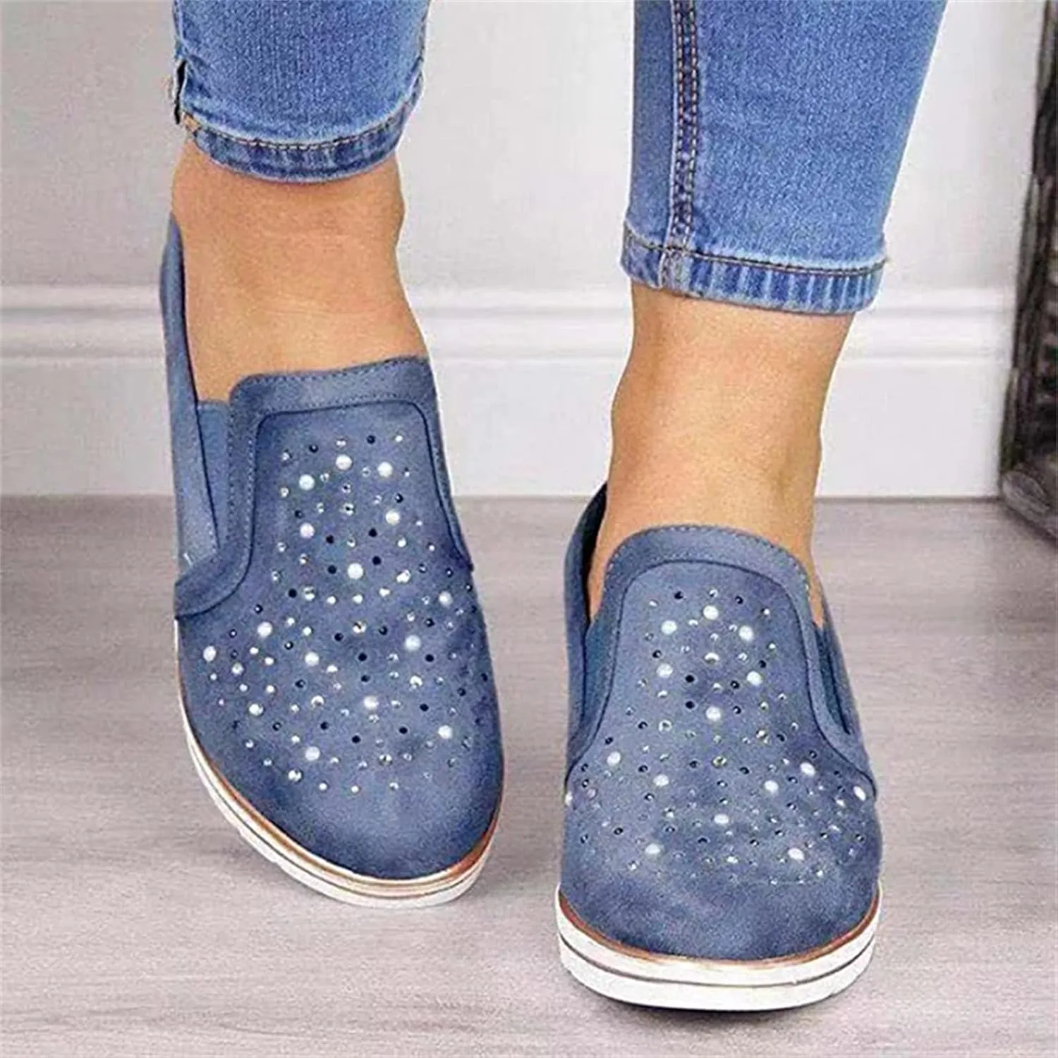 Ladmiple Sneakers For Women Comfortable Shoes Slip On Platform Shoes Fashion Dressy Casual Summer Walking Flats Loafers