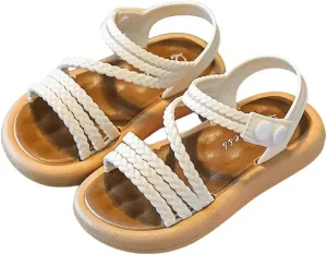 Little Girls Open Toe Princess Flat Sandals Summer Beach Dress Shoes for Toddler/Little Kid
