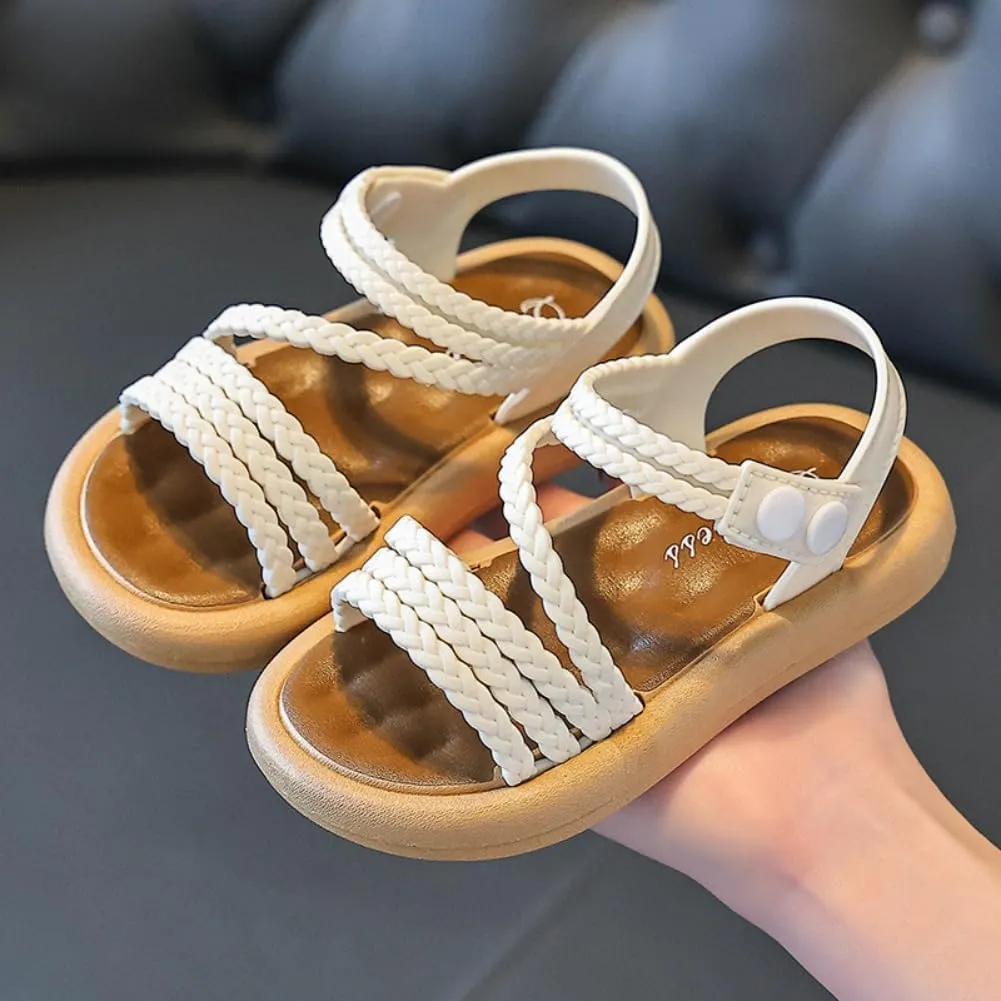 Little Girls Open Toe Princess Flat Sandals Summer Beach Dress Shoes for Toddler/Little Kid