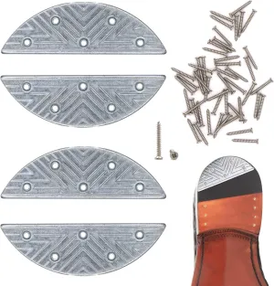 Metal Heel Plates 4 PCS Shoe Heel Taps Tips Repair Sole Pad Replacement with Nails fot Boots and Shoes(Arched)