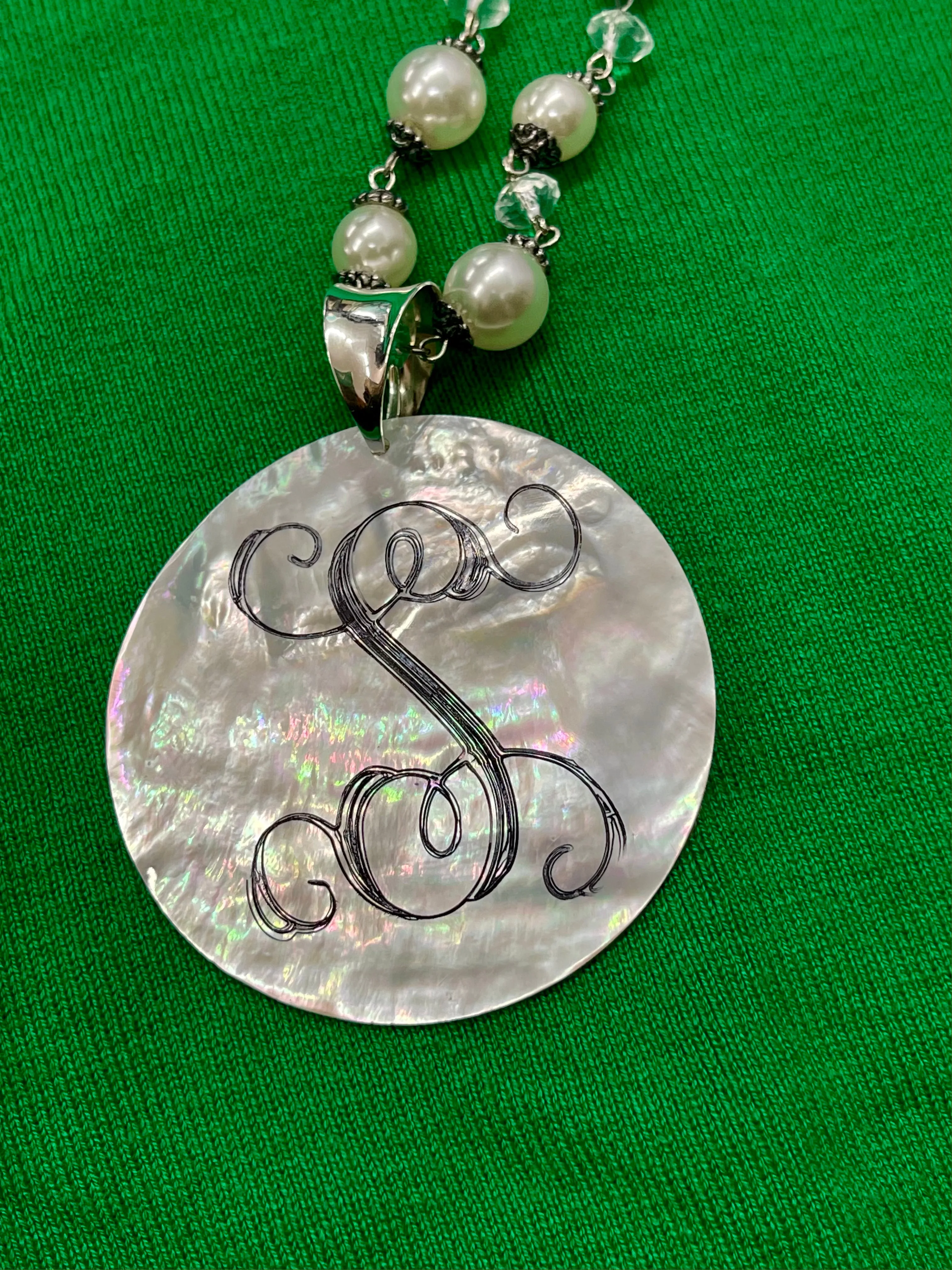 Mother Of Pearl Initial Necklace