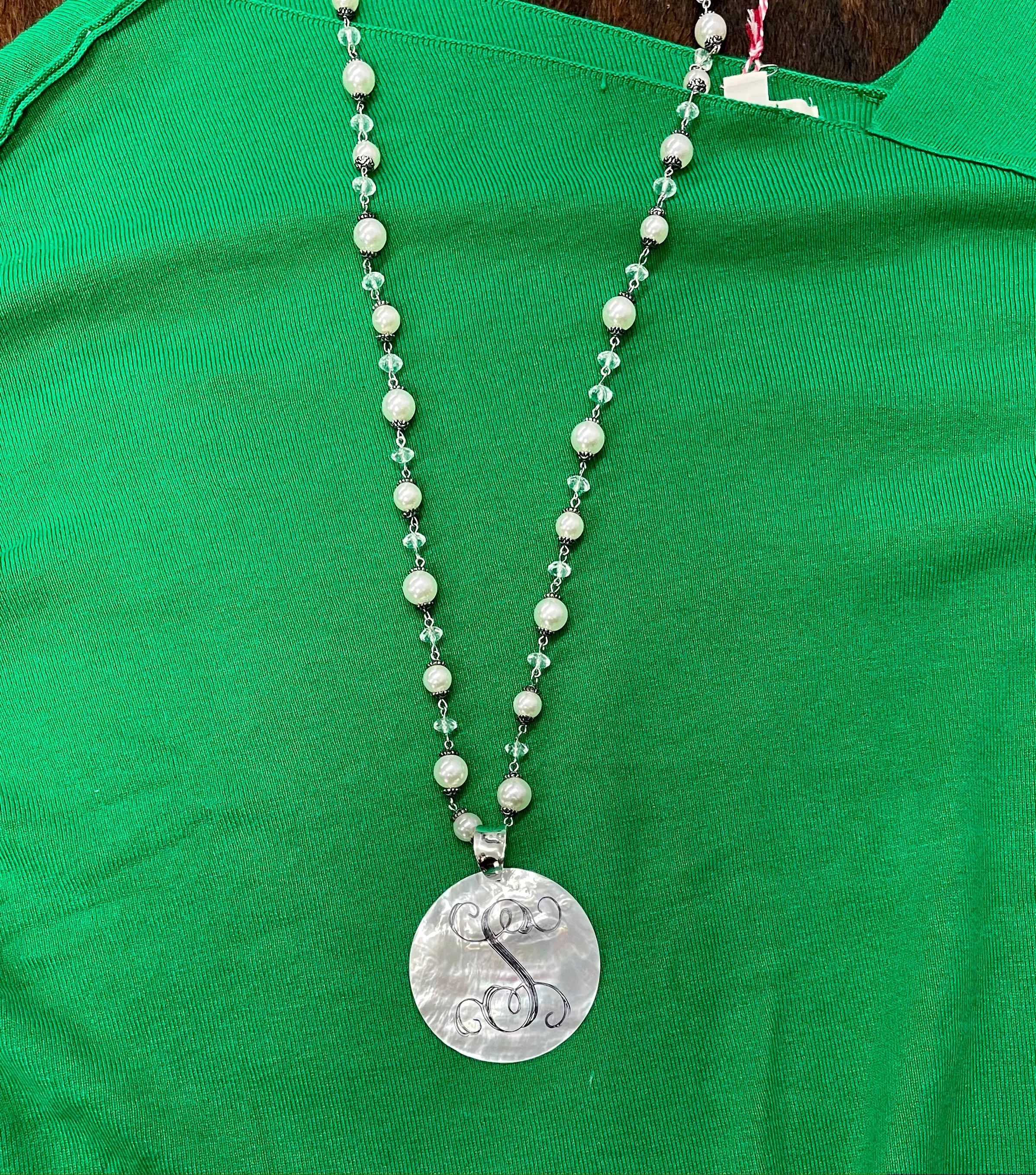 Mother Of Pearl Initial Necklace