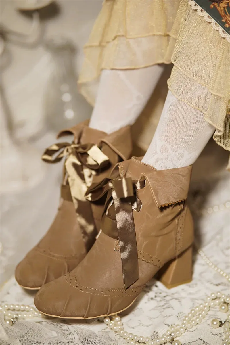 MR.Qiutian~Unknown Lady~Retro Lolita Shoes Round Head Boots for Autumn and Winter