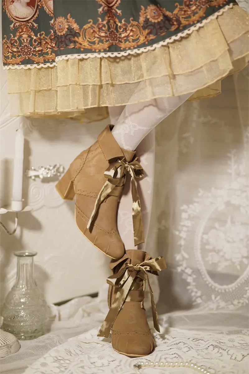 MR.Qiutian~Unknown Lady~Retro Lolita Shoes Round Head Boots for Autumn and Winter