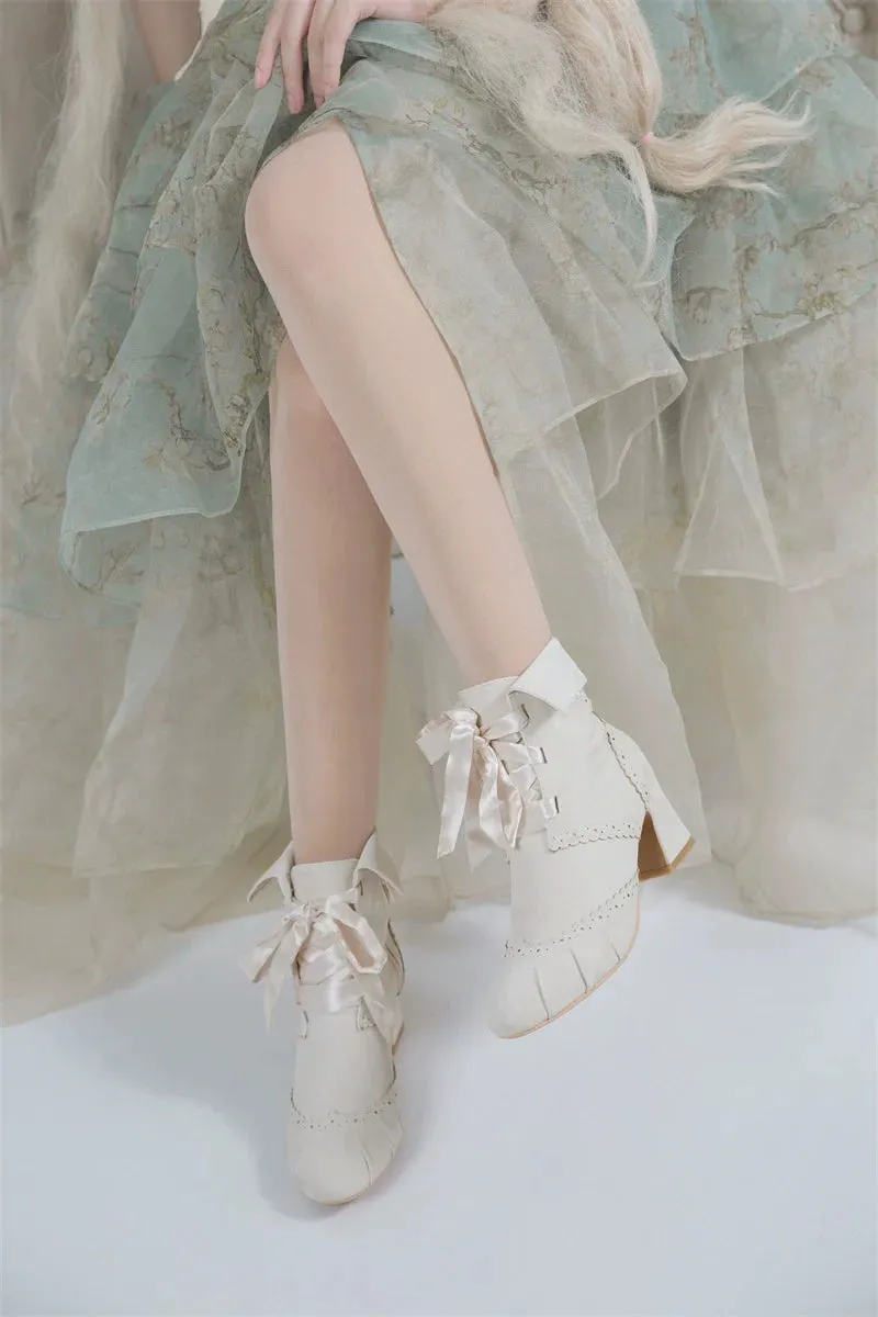 MR.Qiutian~Unknown Lady~Retro Lolita Shoes Round Head Boots for Autumn and Winter