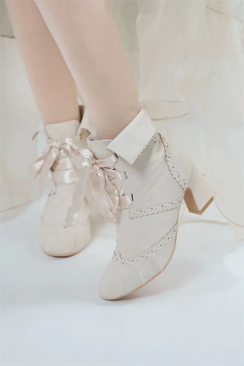 MR.Qiutian~Unknown Lady~Retro Lolita Shoes Round Head Boots for Autumn and Winter