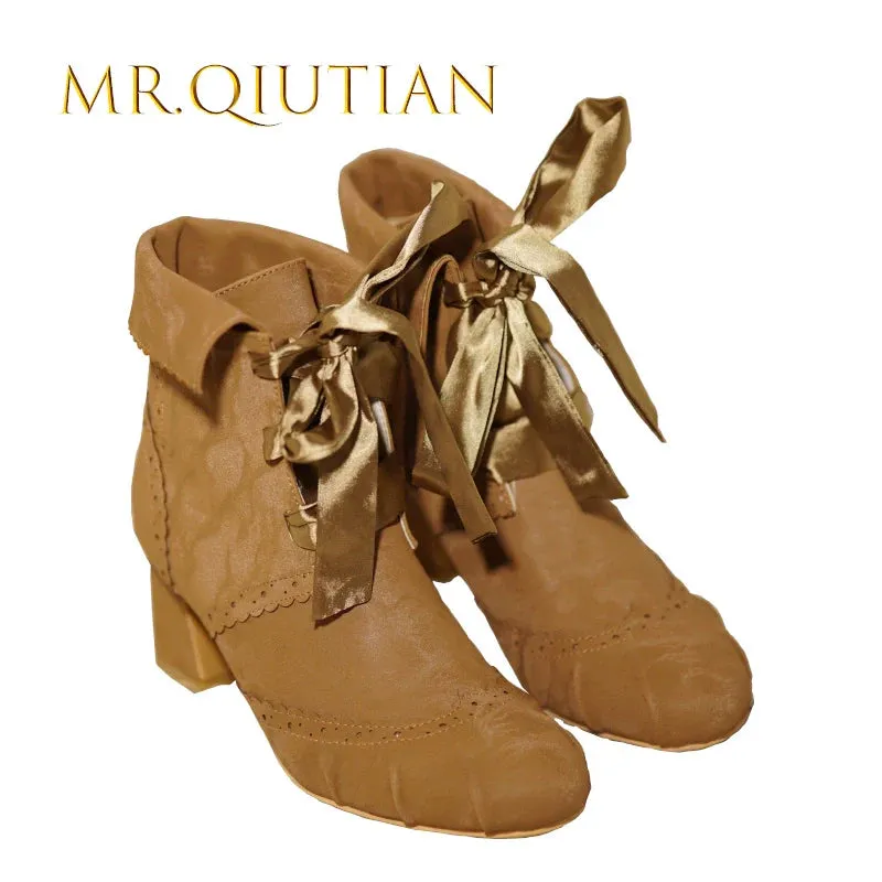 MR.Qiutian~Unknown Lady~Retro Lolita Shoes Round Head Boots for Autumn and Winter