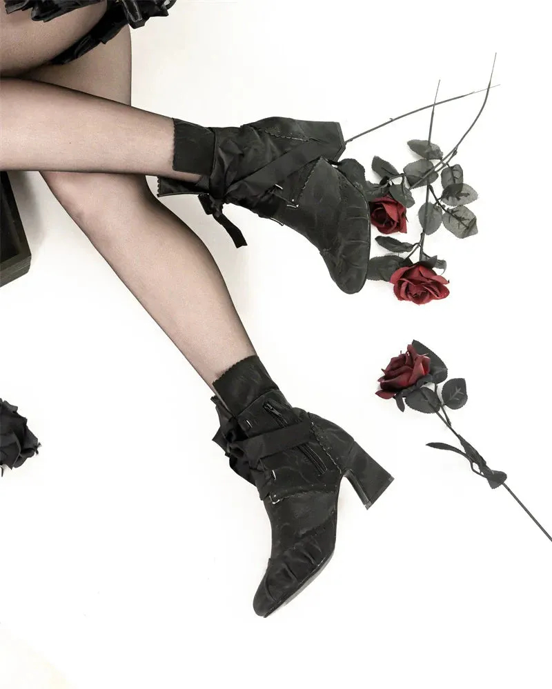 MR.Qiutian~Unknown Lady~Retro Lolita Shoes Round Head Boots for Autumn and Winter