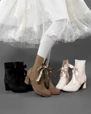 MR.Qiutian~Unknown Lady~Retro Lolita Shoes Round Head Boots for Autumn and Winter