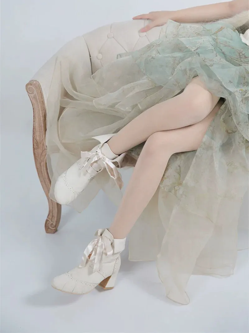 MR.Qiutian~Unknown Lady~Retro Lolita Shoes Round Head Boots for Autumn and Winter