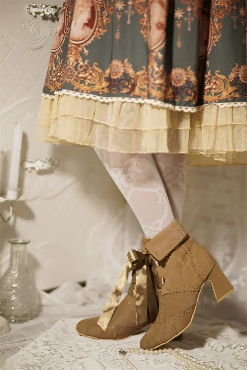 MR.Qiutian~Unknown Lady~Retro Lolita Shoes Round Head Boots for Autumn and Winter