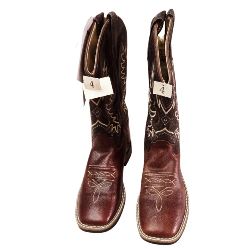New *Dark Brown Cody James Boys' Ryder Western Boots Square Toe (Size 4D)