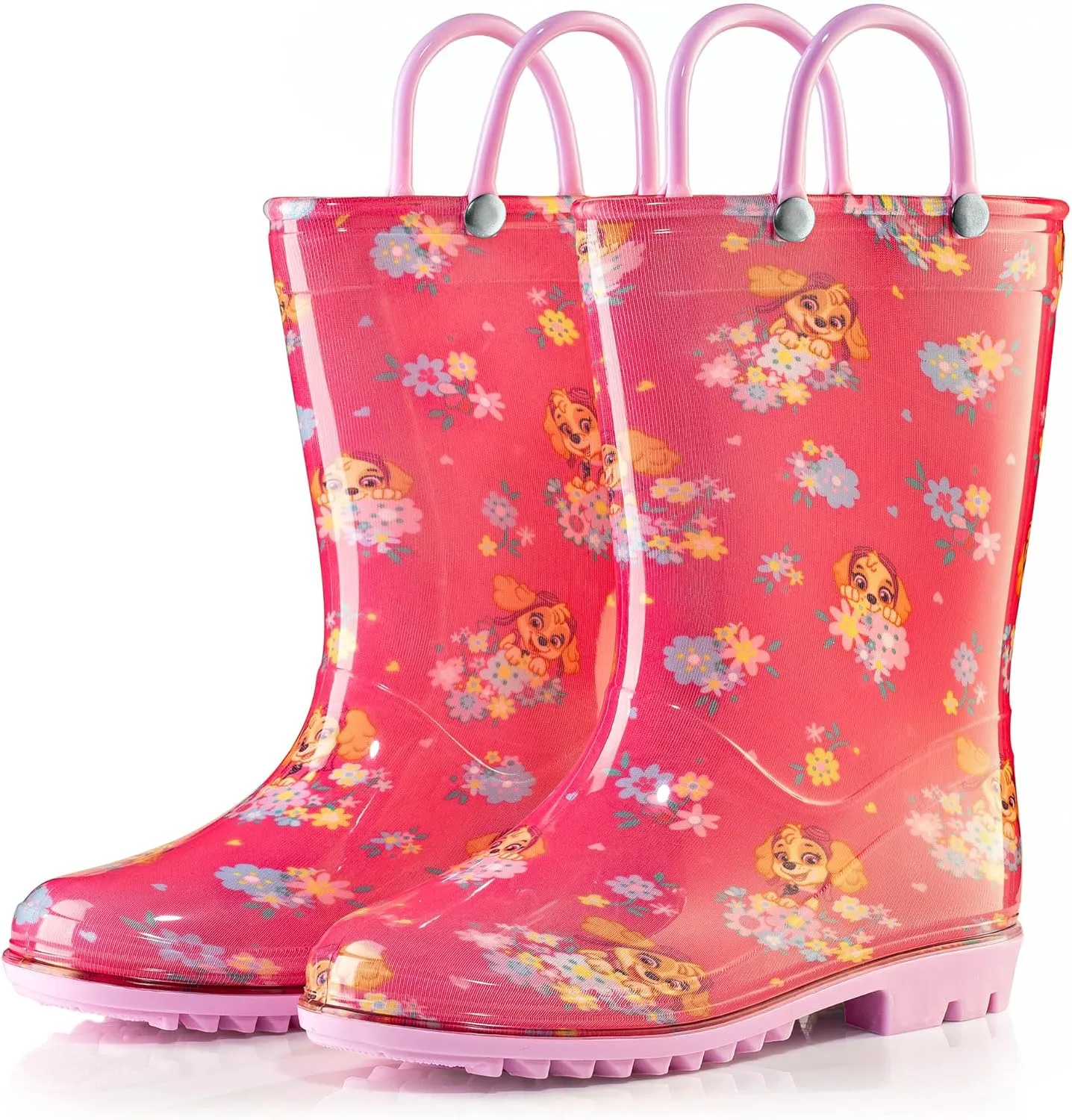 Nickelodeon Paw Patrol Girls' Waterproof PVC Rain Boots with Easy-On Handles  Toddler & Little Kid Sizes